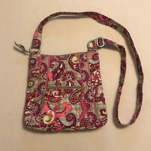 Vera Bradley Gray and Pink Paisley Crossbody Bag